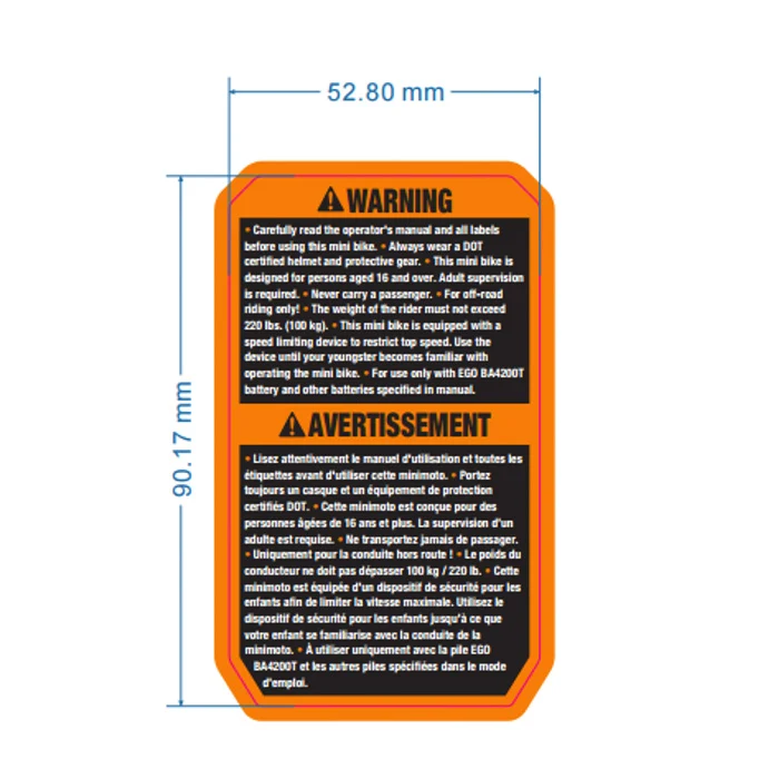 EGO 2246190001 Front Mudguard Sticker