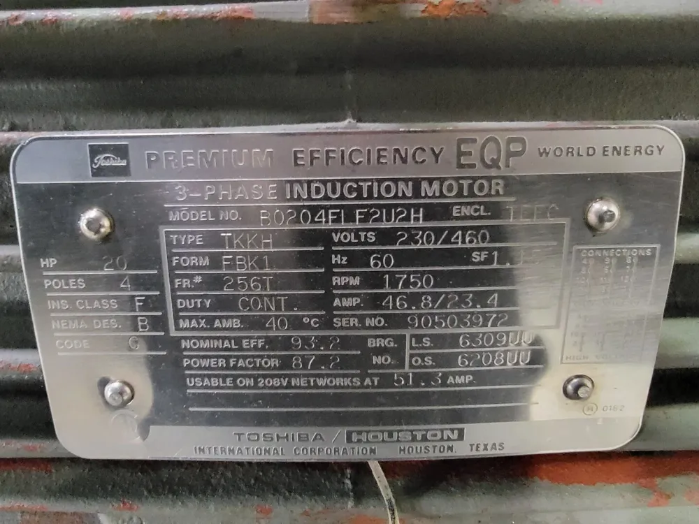 20 hp, 230/460 volts, 1750 rpm, 256T, Electric Motor B0204FLF2U2H