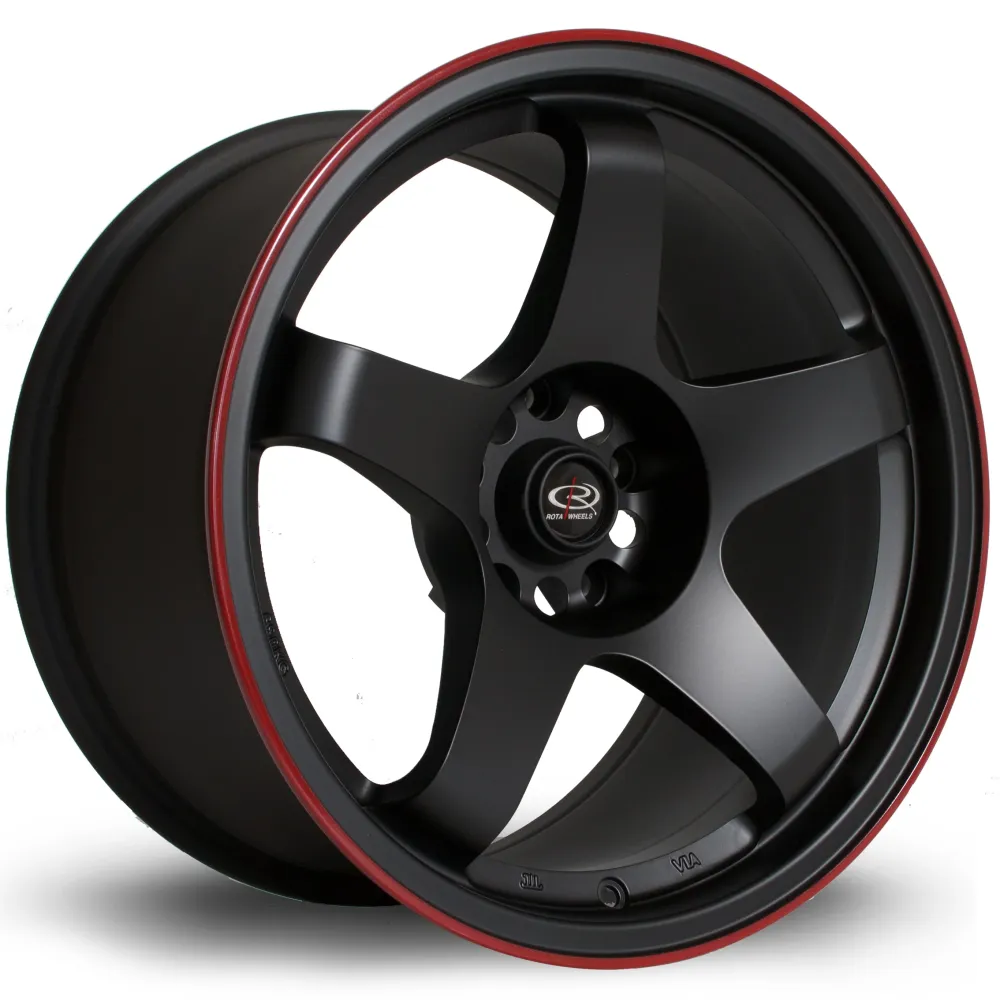 Rota GTR 17x9.5" 5x114.3 ET30, Flat Black, Rood Lip