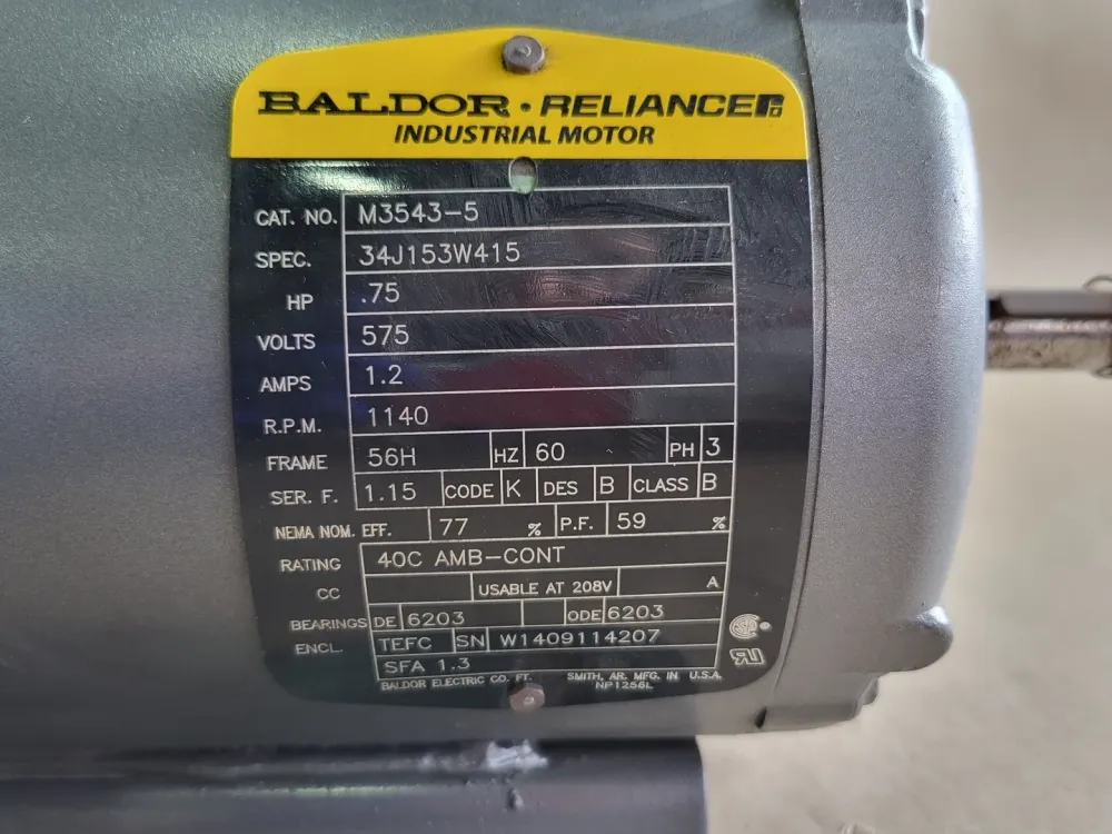 Voorzijde bestuurder 3/4 hp, 575 volts, 1140 rpm, 56H Electric Motor M3543-5