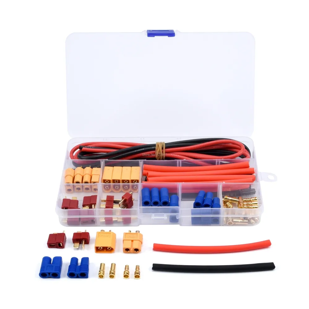 Drone Battery Connector - Deans T Plug EC3 XT60 Male / Female Connector 14AWG Siliconenrubber Wire Heat Shrink Tubes RC FP...
