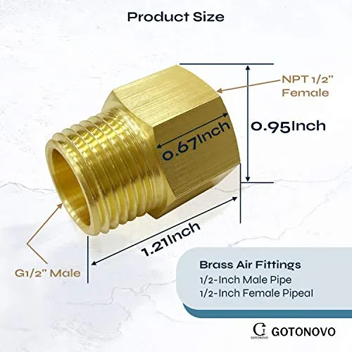 NPT 1/2 binnendraad naar 1/2 inch buitendraad pijpfitting converter adapter massief messing 2 stuks