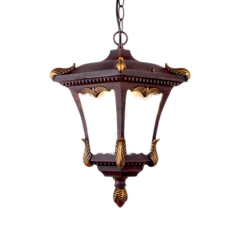 1 Bulb Suspension Light Lodge Patio Hanging Lamp Kit Lantern Glashelder Ripple Glass Shade Bronze/Rust 5 Liter Emmer Rust