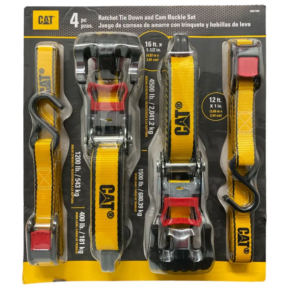 CAT Ratchet Tie Down and Cam Buckle Set pak van 4