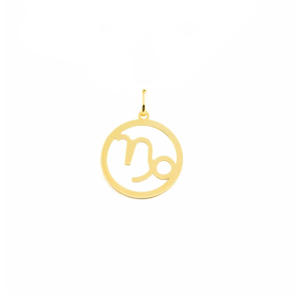 9ct Mosterdgeel Gold Capricorn Horoscope pendant shine