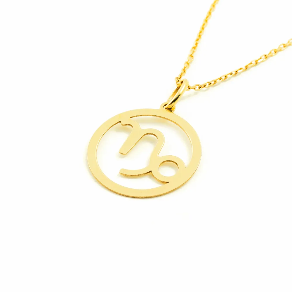9ct Mosterdgeel Gold Capricorn Horoscope pendant shine