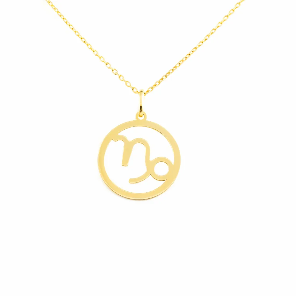 9ct Mosterdgeel Gold Capricorn Horoscope pendant shine