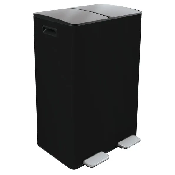 Pedal bin model Aliya 2x20L matte zwart color
