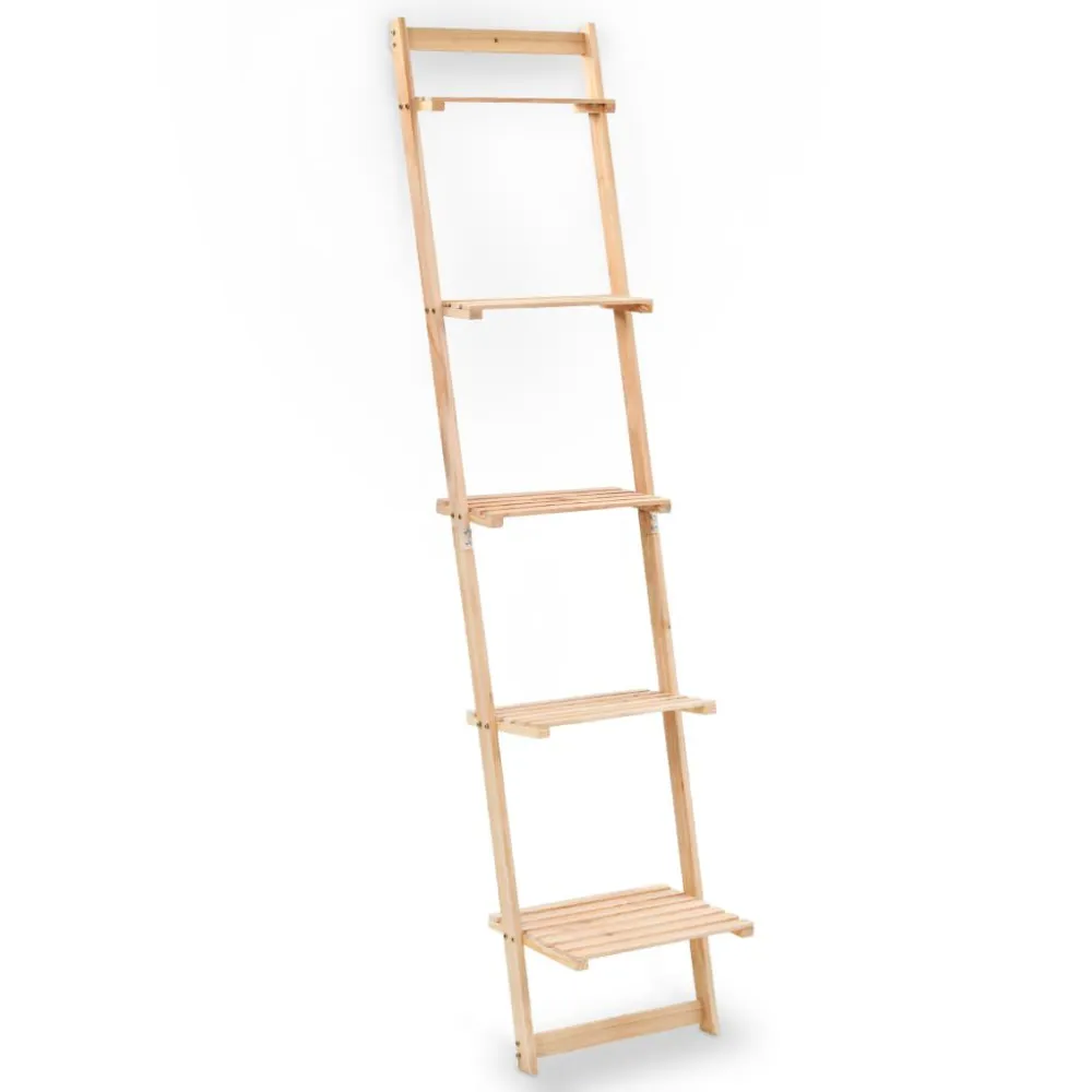 Wandrek ladder 41,5x30x176 cm cederhout met opbergvakken