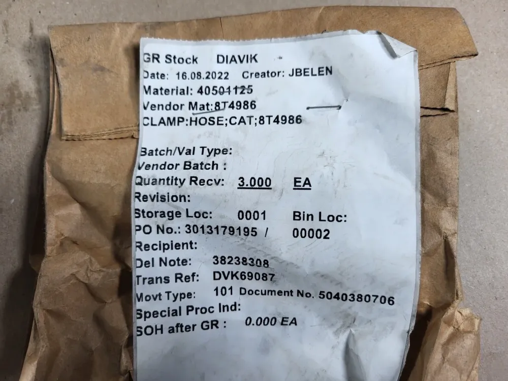 108mm Minimum Internal Diameter Hose Clamp 8T-4986 (Set 3)