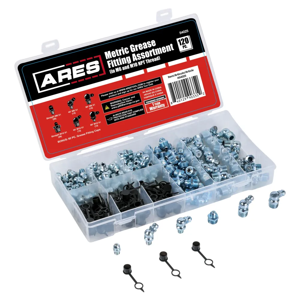 ARES 54025 - 120-Piece MM Metric Grease Fittings Set