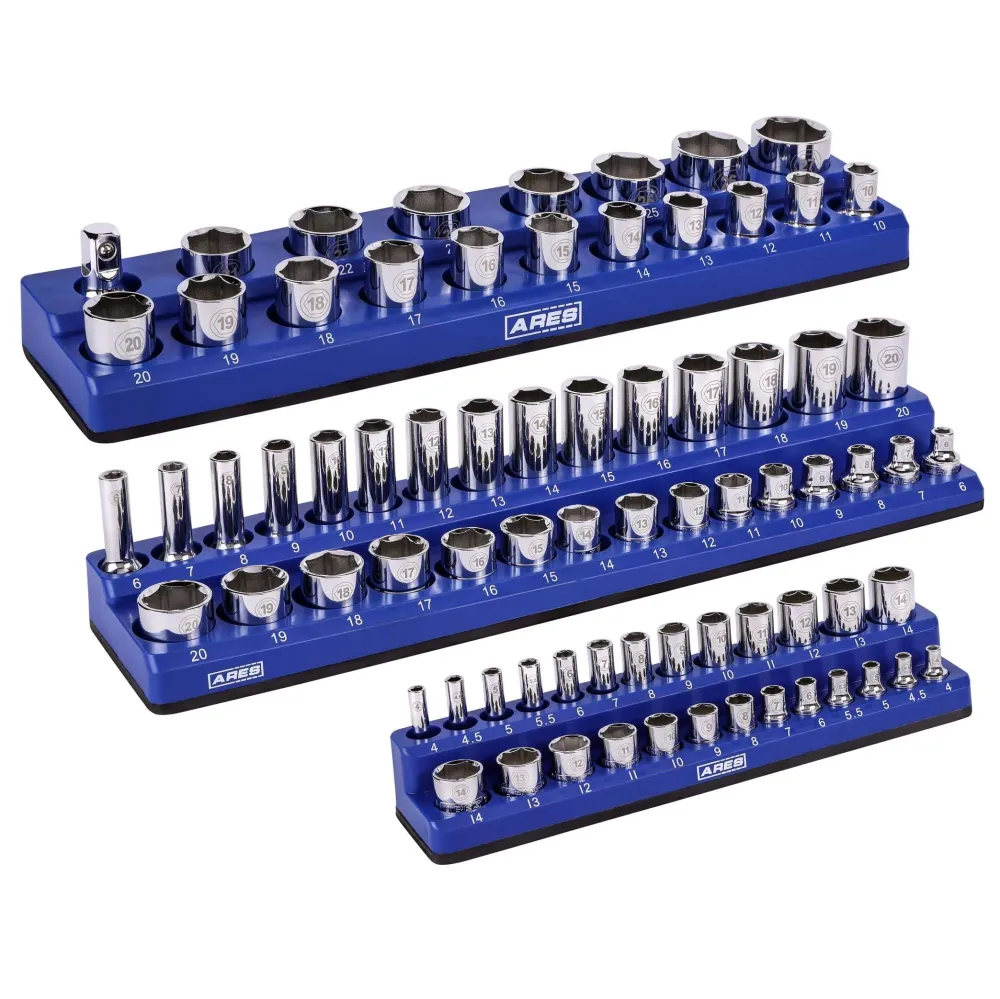 ARES 60036 - 3-Pack Zeeblauw Metric Magnetic Socket Organizer Set