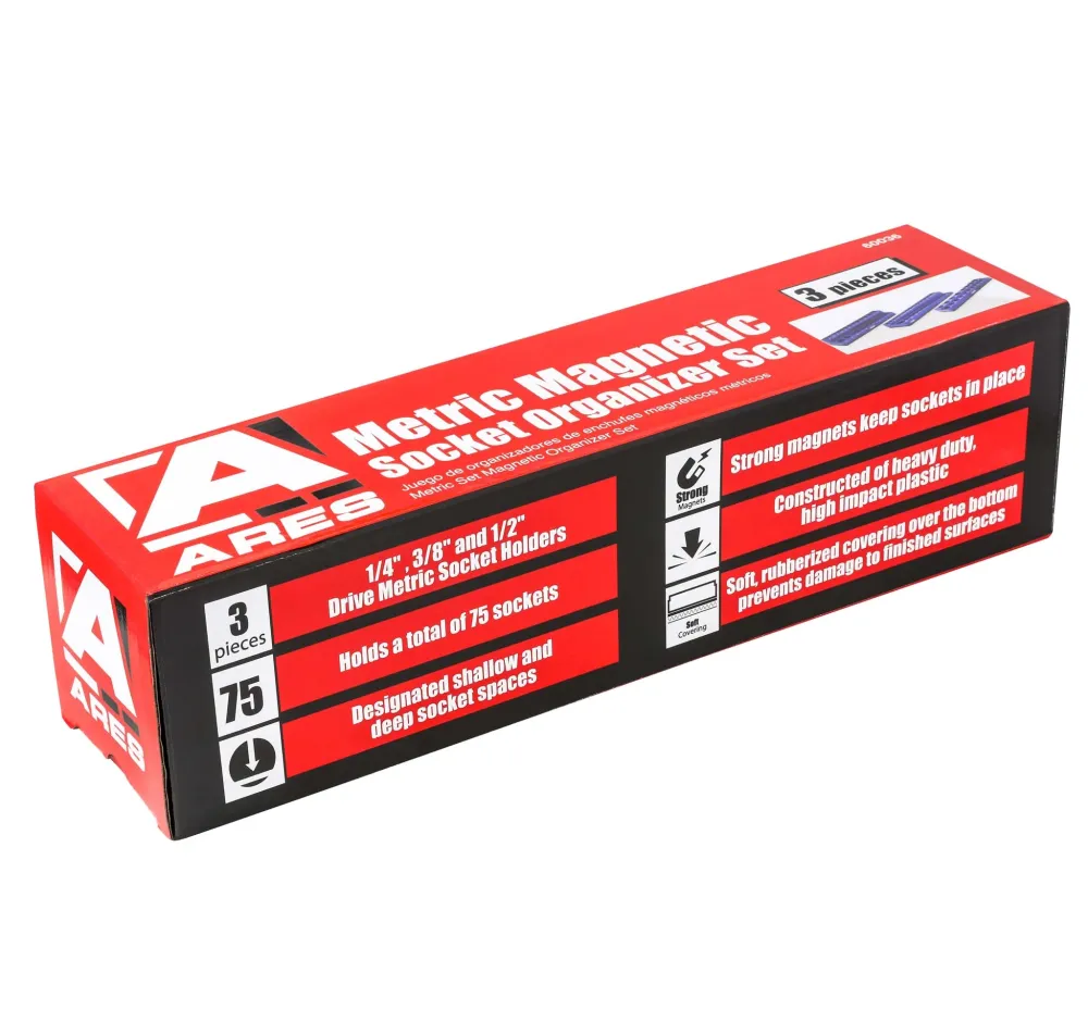 ARES 60036 - 3-Pack Zeeblauw Metric Magnetic Socket Organizer Set