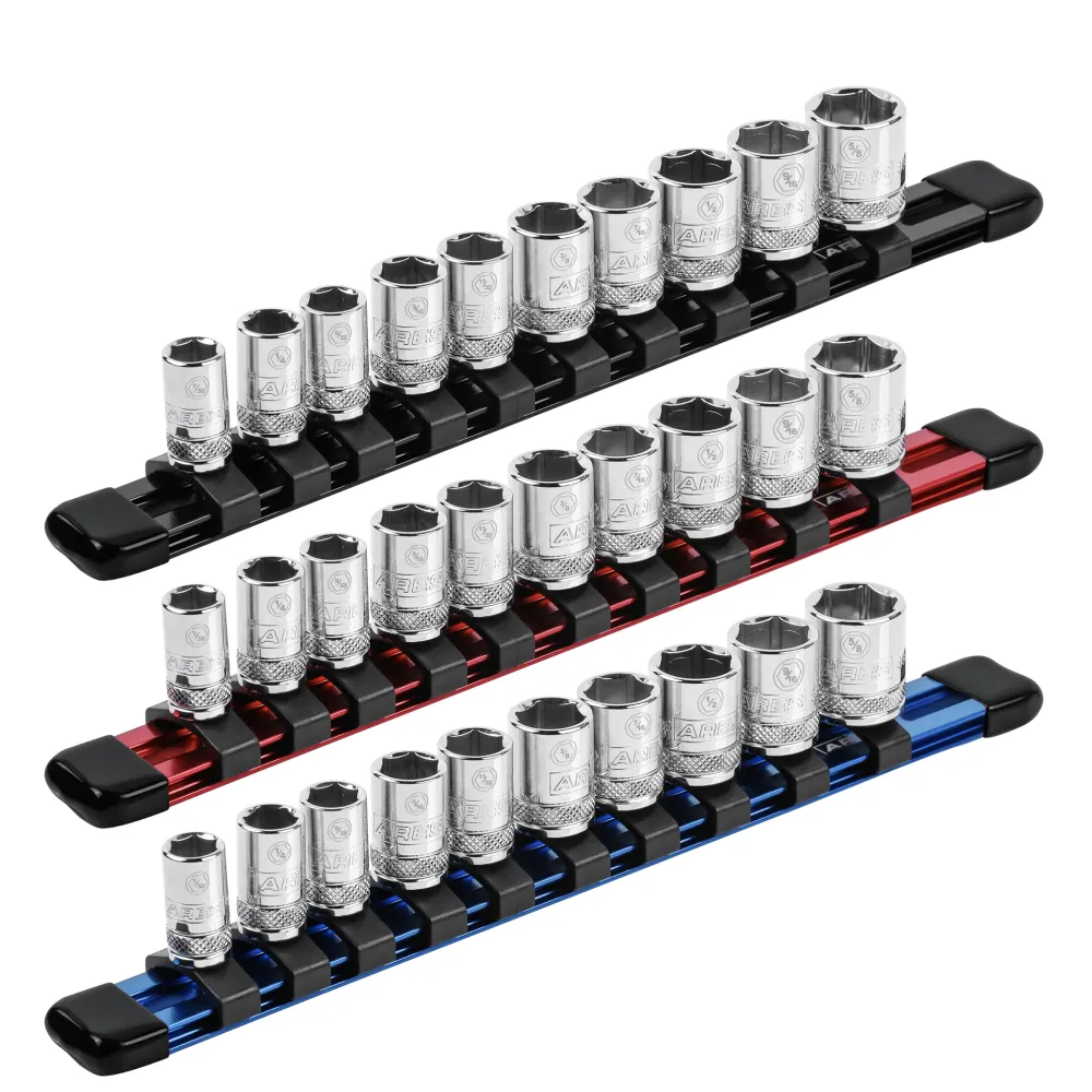 ARES 60077 - 3-Piece 1/4-Inch Drive 9.84-Inch Lichtmetaal Socket Rail Set