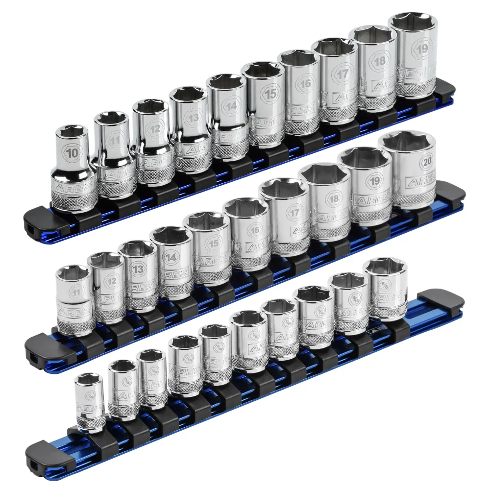 ARES 60110 - 3-Piece Blauw 9.84-Inch Aluminum Socket Rail Set Locking End Caps