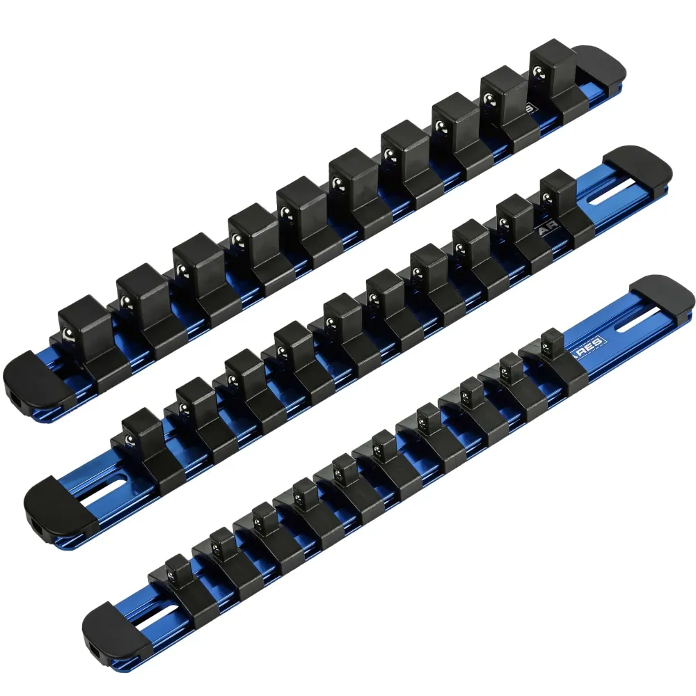 ARES 60110 - 3-Piece Blauw 9.84-Inch Aluminum Socket Rail Set Locking End Caps