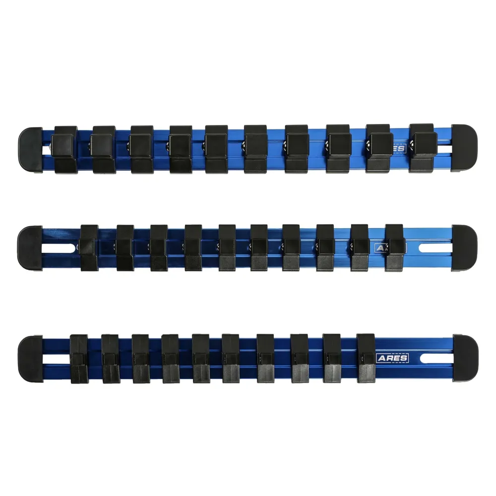 ARES 60110 - 3-Piece Blauw 9.84-Inch Aluminum Socket Rail Set Locking End Caps