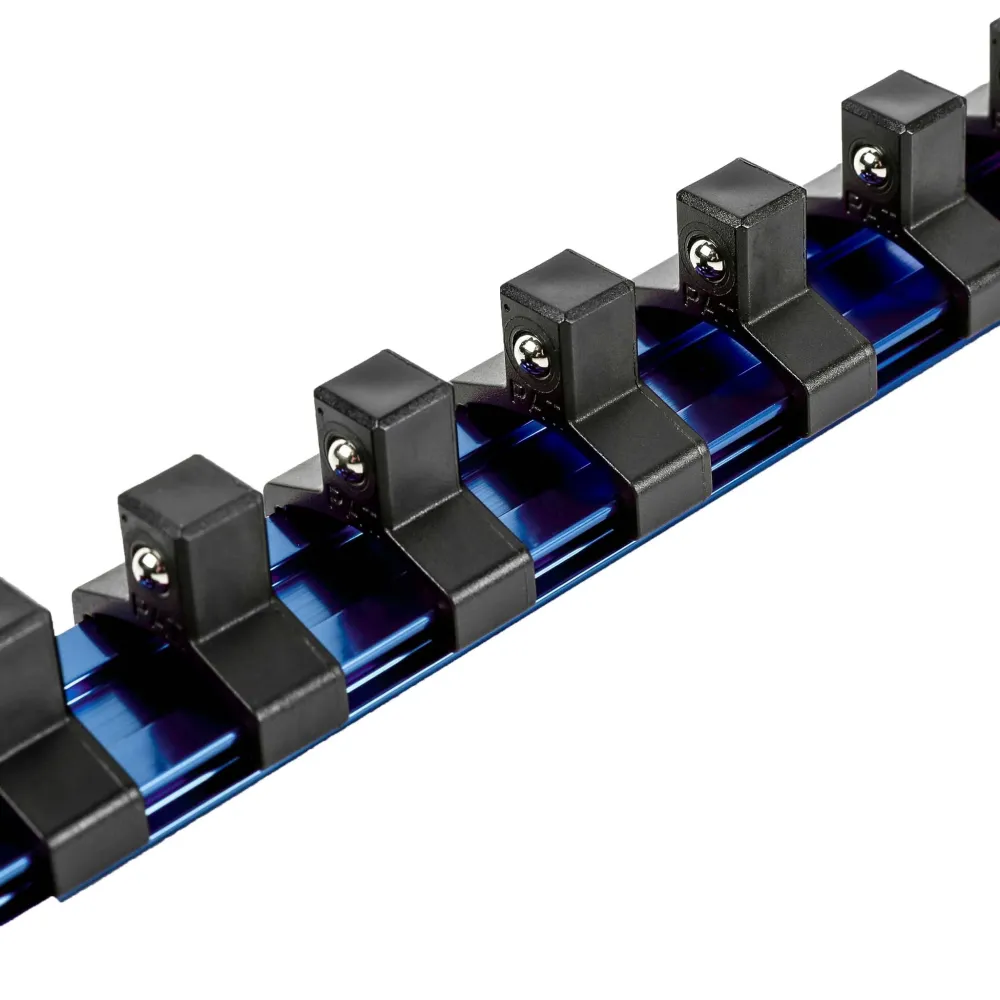 ARES 60125 - 3-Piece Blue 17-Inch Aluminium Socket Rail Set Locking End Caps