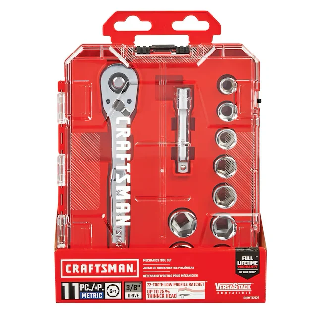CRAFTSMAN VERSASTACK 11-Piece Metric Afgewerkt Chrome Mechanics Tool Set Hard Case voor aluminium en staal
