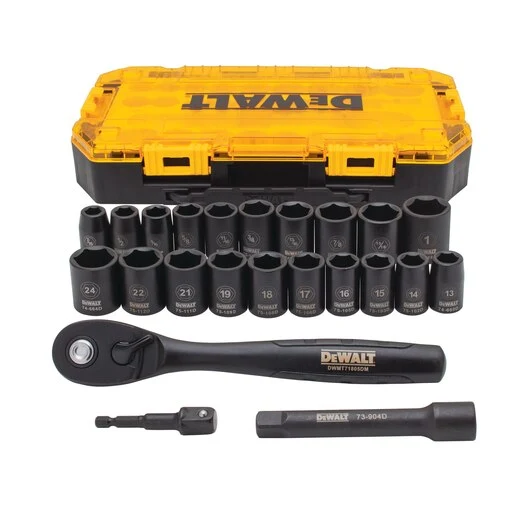 Draadtap- DEWALT Impact Socket Set, 23-Piece, 1/2" Drive Metric/SAE