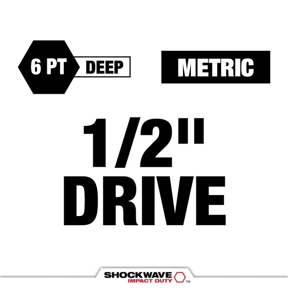 Draadtap- MILWAUKEE SHOCKWAVE IMPACT DUTY 1/2 Drive Metric 3 PC. Lug Nut Wheel Socket Set