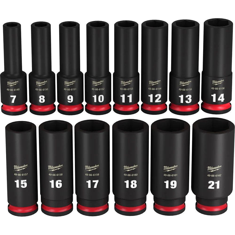 MILWAUKEE 14PC SHOCKWAVE Impact Duty 3/8" Drive Metric Deep 6 Point Socket Set