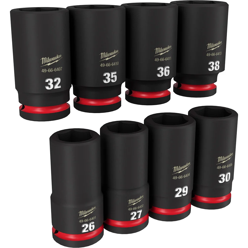 MILWAUKEE 8PC SHOCKWAVE Impact Duty 3/4" Drive Metric Deep 6 Point Socket Set