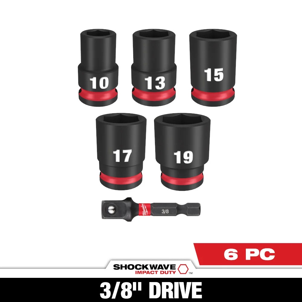 MILWAUKEE 6 PC. SHOCKWAVE IMPACT DUTY 3/8" Drive Basis Socket Set - Metric