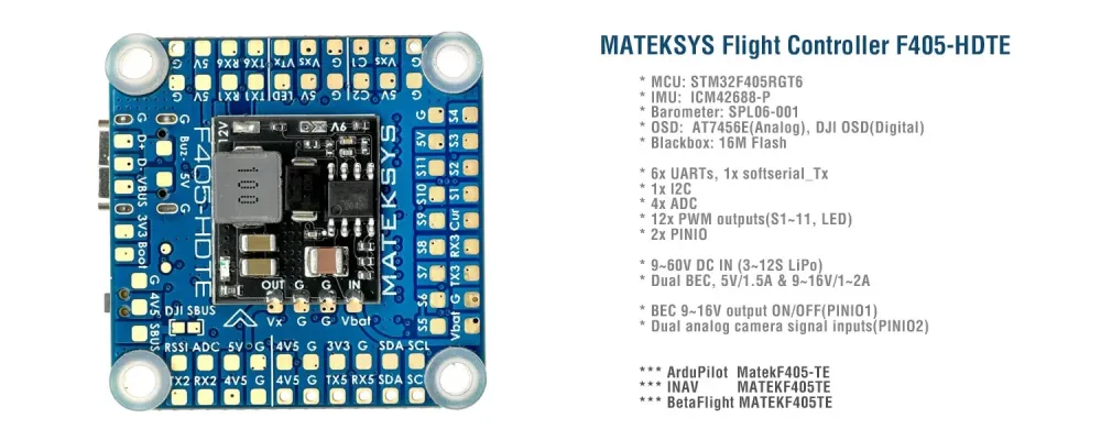 MATEK Mateksys FLIGHT CONTROLLER F405-HDTE van duurzame kunststof