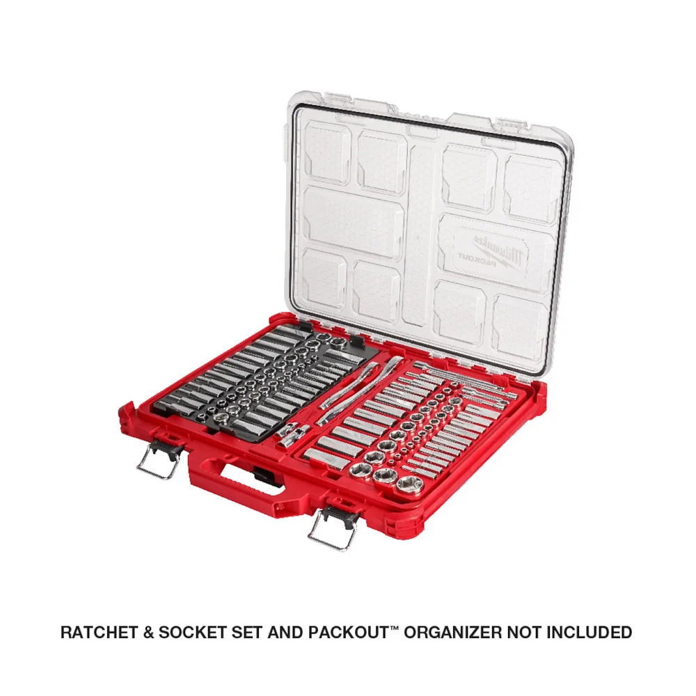 MILWAUKEE 47 PC. 1/2" Drive SAE & Metric Ratchet & Socket Set PACKOUT Trays