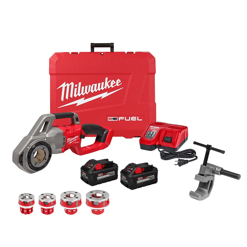 MILWAUKEE M18 FUEL Compact Pipe Threader w/ ONE-KEY Kit w/ 1/2" - 1-1/4" Gering NPT Forged Aluminum Die Heads