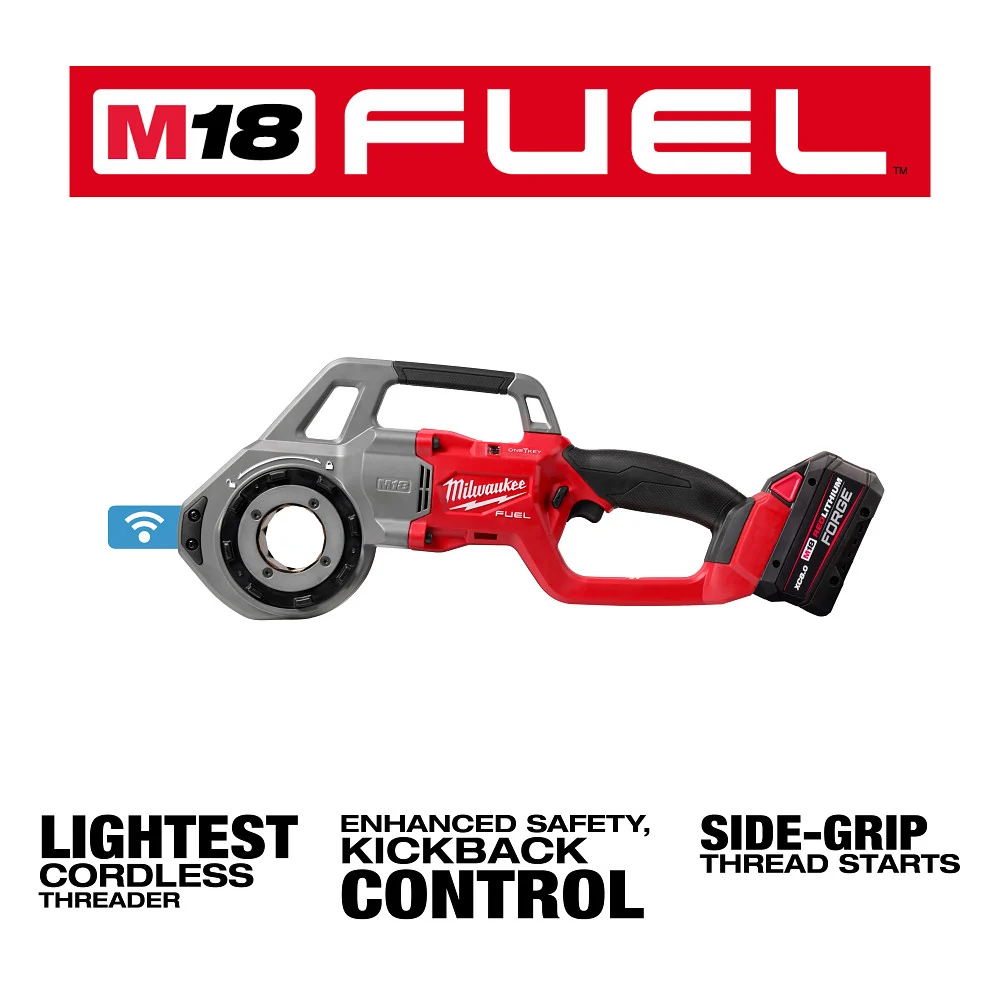 MILWAUKEE M18 FUEL Compact Pipe Threader w/ ONE-KEY Kit w/ 1/2" - 1-1/4" Gering NPT Forged Aluminum Die Heads