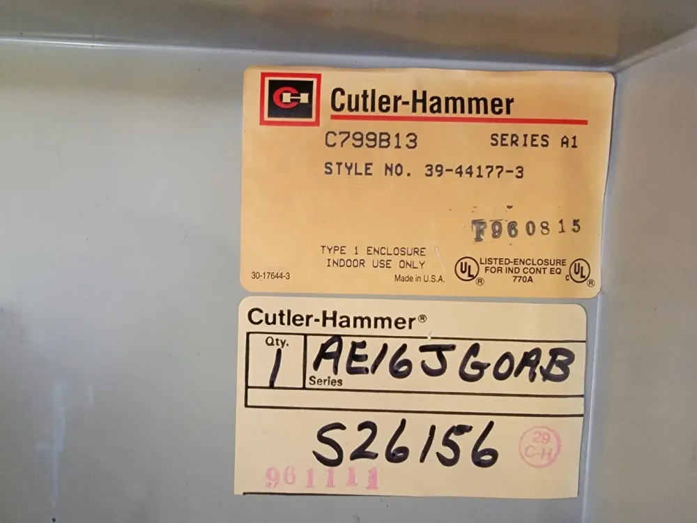 C799B13 Series A1 Motor Starter Control Panel Enclosure Reset