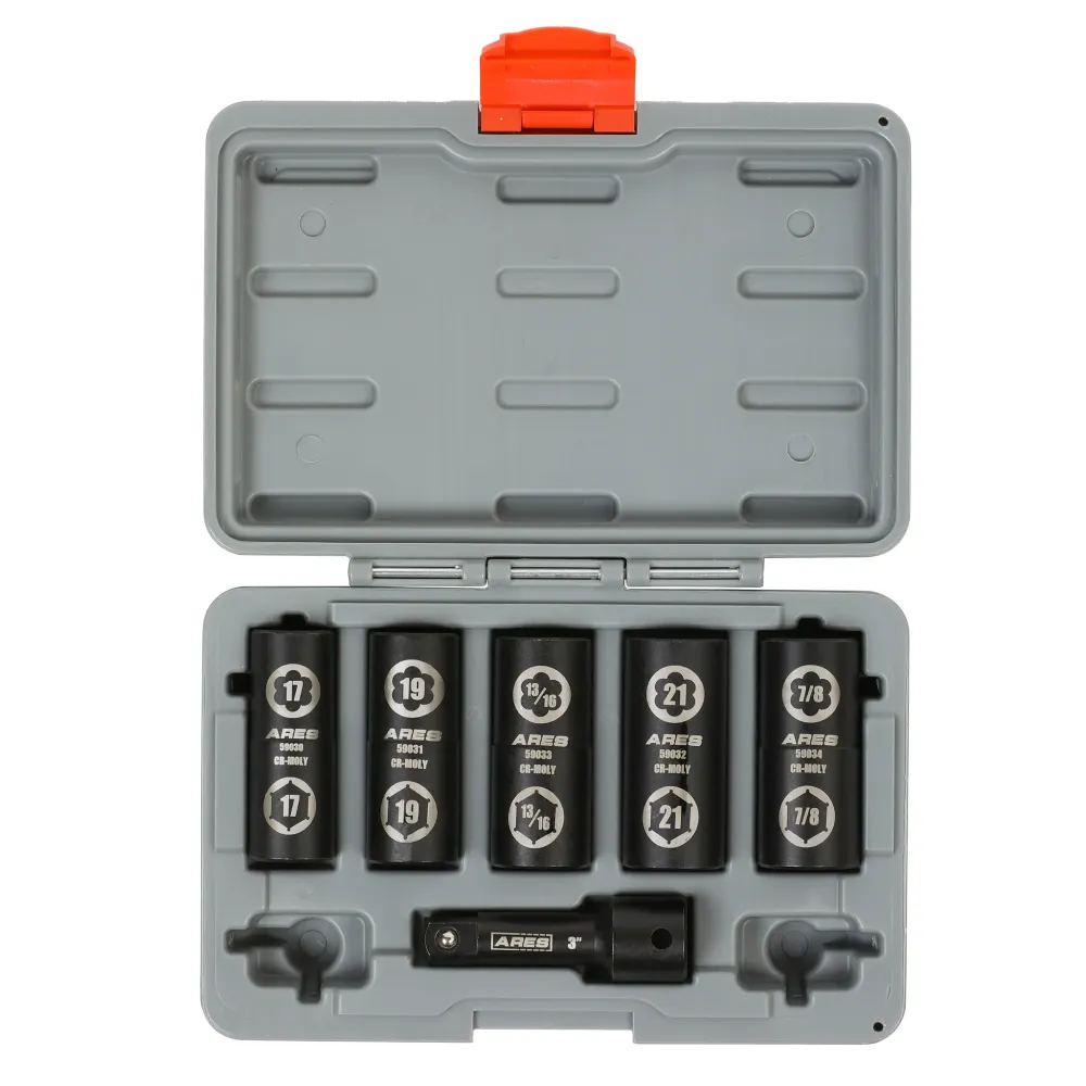 ARES 59035 - 1/2-Inch Drive 6pc Basis Hex and Damaged Lug Nut Flip Socket Set