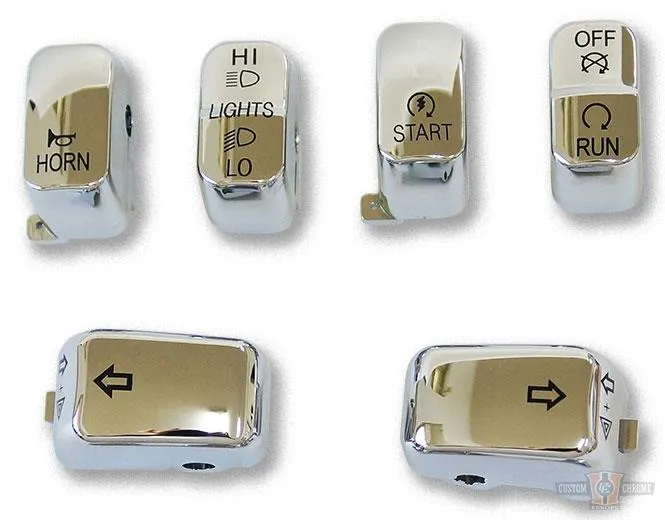 6 PC Switch Cap Set Verchroomd Harley-Davidson