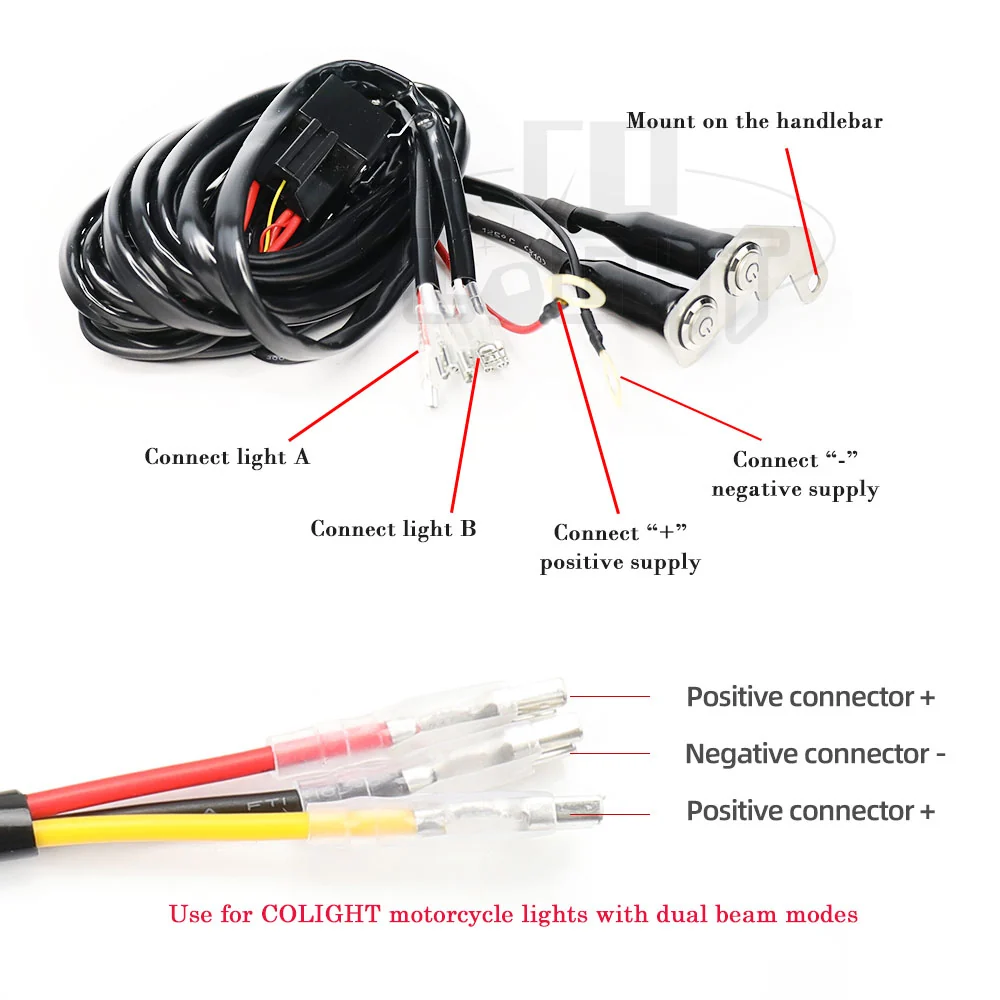 18AWG Motorcycle Wire Harness Duaal Beam Light Pods