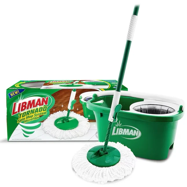 Libman Tornado Spin Mop Microfiber Head - Afstelbaar Handle, No-Spill Bucket