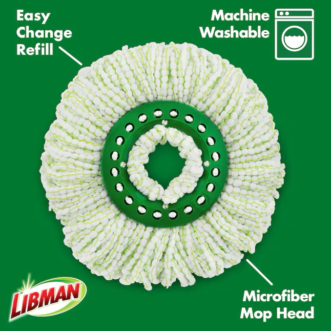 Libman Tornado Spin Mop Microfiber Head - Afstelbaar Handle, No-Spill Bucket