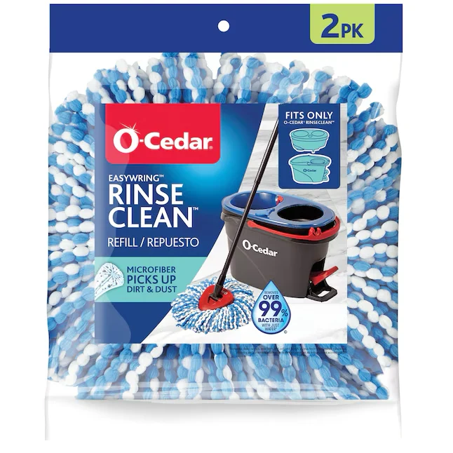 O-Cedar EasyWring RinseClean Spin Mop Pluisvrij materiaal Mop Head Refill (2-Pack)