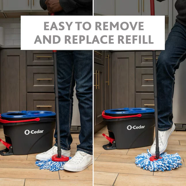 O-Cedar EasyWring RinseClean Spin Mop Pluisvrij materiaal Mop Head Refill (2-Pack)