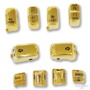 10 PC Switch Cap Set Audio & Cruise Goud Harley-Davidson