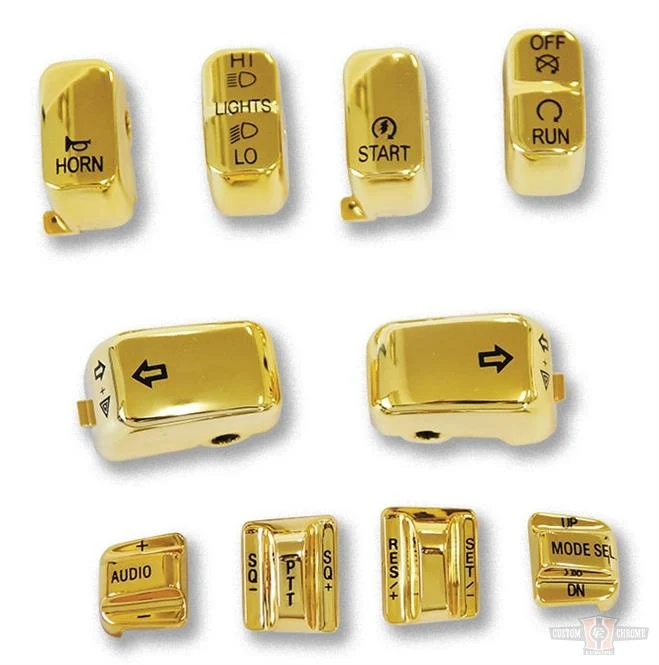 10 PC Switch Cap Set Audio & Cruise Goud Harley-Davidson