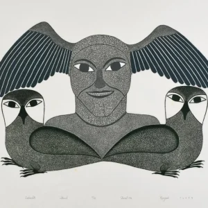VINTAGE Last Kenojuak Ashevak Print 1996 Cape Dorset Collection *Head Wings*