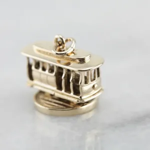 Sportieve Trolley Car Charm Spinning Base Geel Gold
