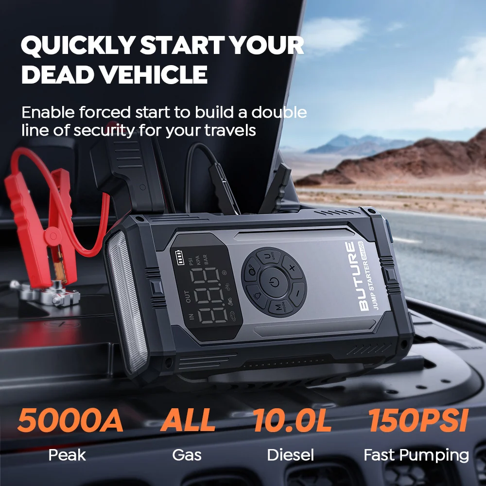 【Hot Sale】Buture Beta06 Car Jump Starter 5000A Air Compressor