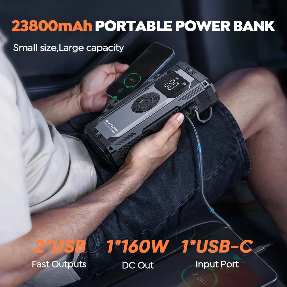【Hot Sale】Buture Beta06 Car Jump Starter 5000A Air Compressor