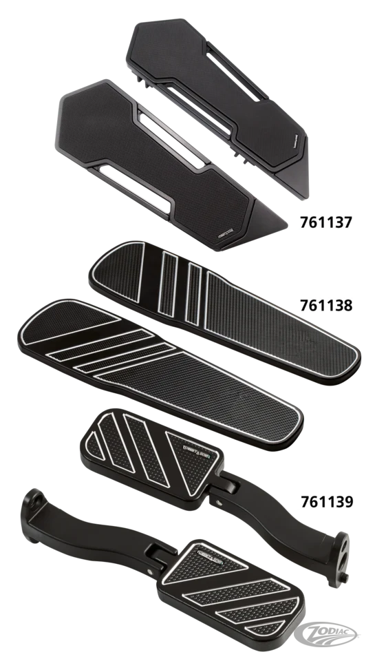 Driver floorboards Hexa Koolzwart w/anodised Harley-Davidson