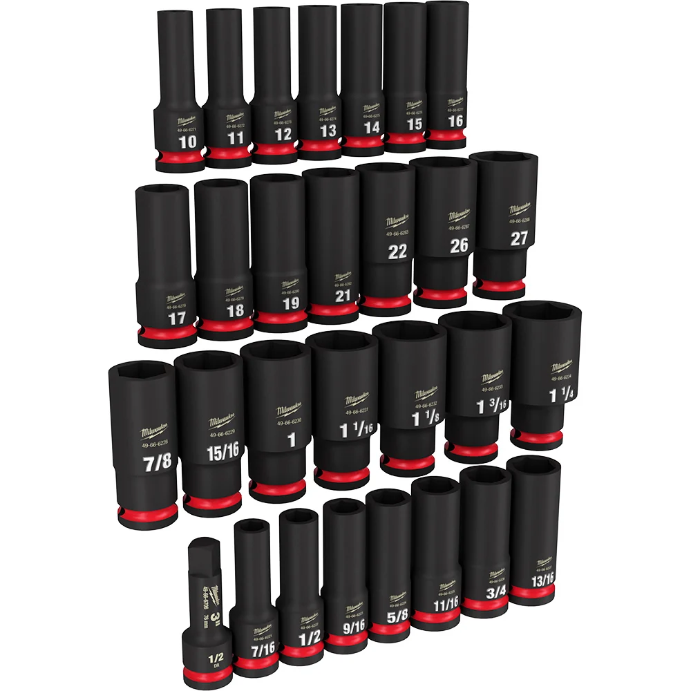 MILWAUKEE 29PC SHOCKWAVE Impact Duty 1/2" Drive SAE & Metric Deep 6 Point Socket Set