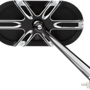 Deep Cut Caged Series Forged Billet Mirror Zwart, Anodized Harley-Davidson