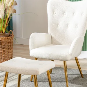 Fauteuil badstof met voetsteun - Wit